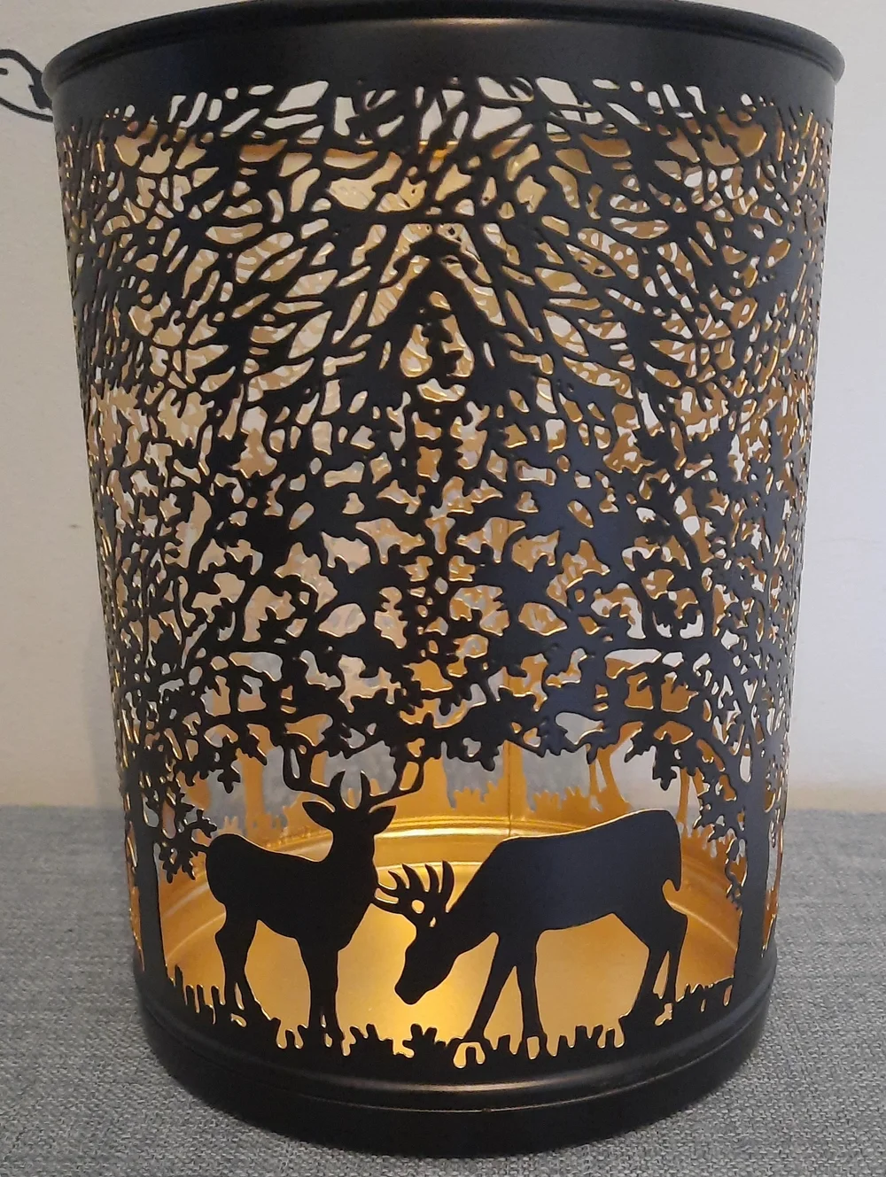 Black Metal Deer Silhouette Candle Lantern - Home Accents Beautiful Gold NWT